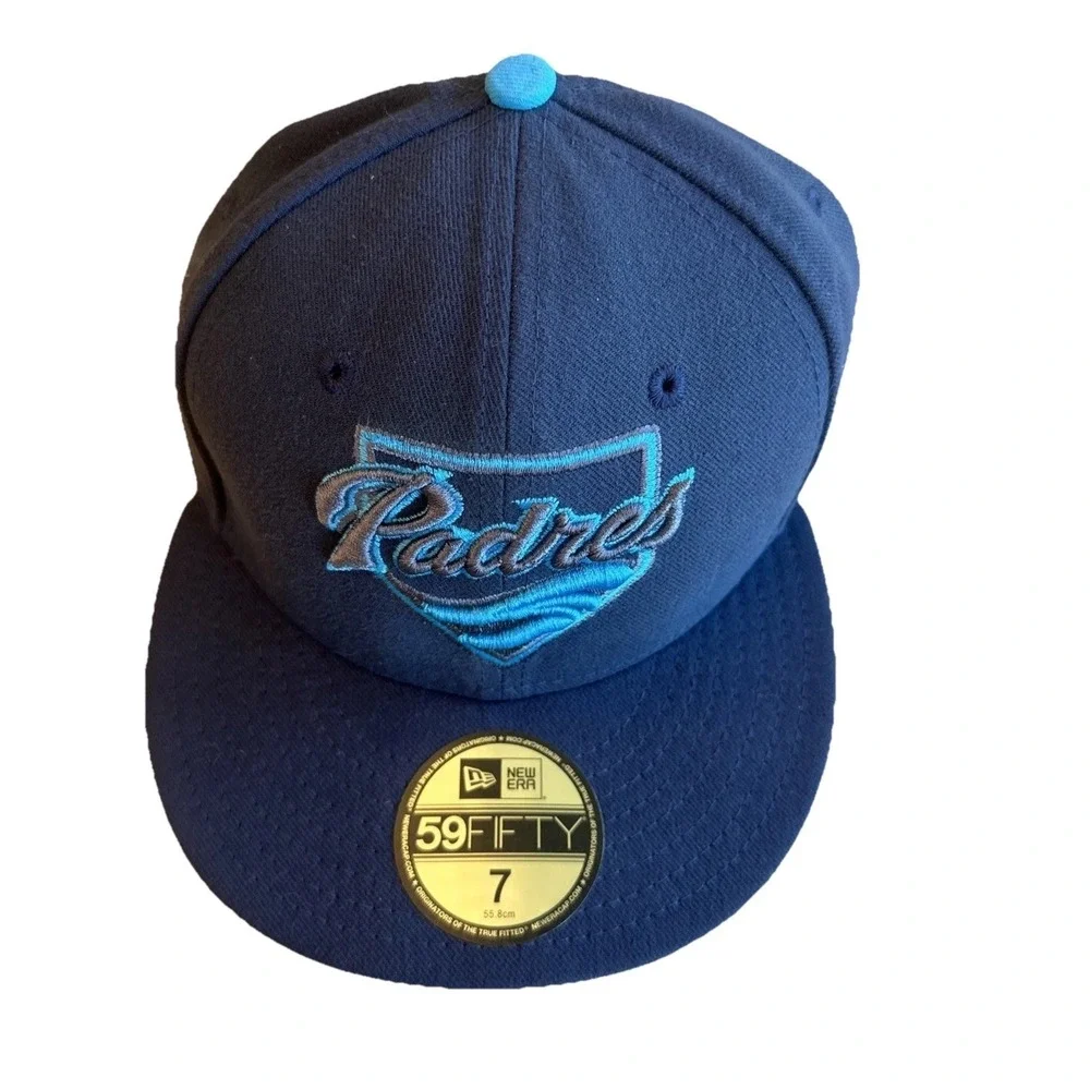 New Era‎ 59Fifty San Diego Padres Fitted Hat Size 7 Gray Blue Baseball Friar